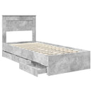 vidaXL Ágykeret fiókkal tárolóval Beton Szürke 90 x 200 cm Mérnöki Fa