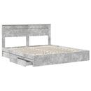 vidaXL Tárolós Ágy fejtámlával Beton Szürke 200 x 200 cm Faanyag