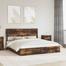 vidaXL Tárolós Ágy fejtámlával Füstölt tölgy 200 x 200 cm Faanyag