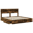 vidaXL Tárolós Ágy fejtámlával Füstölt tölgy 180 x 200 cm Faanyag