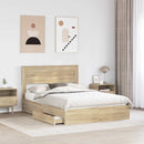 vidaXL Tárolós Ágy fejtámlával Sonoma tölgy 160 x 200 cm Faanyag