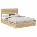vidaXL Tárolós Ágy fejtámlával Sonoma tölgy 160 x 200 cm Faanyag