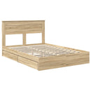 vidaXL Tárolós Ágy fejtámlával Sonoma tölgy 160 x 200 cm Faanyag