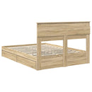 vidaXL Tárolós Ágy fejtámlával Sonoma tölgy 160 x 200 cm Faanyag
