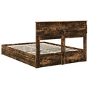 vidaXL Tárolós Ágy fejtámlával Füstölt tölgy 160 x 200 cm Faanyag