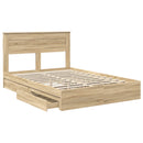 vidaXL Tárolós Ágy fejtámlával Sonoma tölgy 140 x 190 cm Faanyag