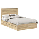 vidaXL Tárolós Ágy fejtámlával Sonoma tölgy 135 x 190 cm Faanyag