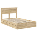 vidaXL Tárolós Ágy fejtámlával Sonoma tölgy 135 x 190 cm Faanyag