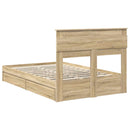 vidaXL Tárolós Ágy fejtámlával Sonoma tölgy 135 x 190 cm Faanyag