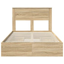 vidaXL Tárolós Ágy fejtámlával Sonoma tölgy 135 x 190 cm Faanyag