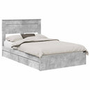 vidaXL Tárolós Ágy fejtámlával Beton Szürke 135 x 190 cm Faanyag