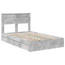 vidaXL Tárolós Ágy fejtámlával Beton Szürke 135 x 190 cm Faanyag