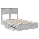 vidaXL Tárolós Ágy fejtámlával Beton Szürke 135 x 190 cm Faanyag