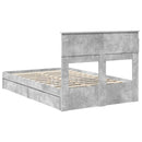 vidaXL Tárolós Ágy fejtámlával Beton Szürke 135 x 190 cm Faanyag