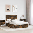 vidaXL Tárolós Ágy fejtámlával Füstölt tölgy 135 x 190 cm Faanyag