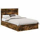 vidaXL Tárolós Ágy fejtámlával Füstölt tölgy 135 x 190 cm Faanyag