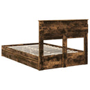 vidaXL Tárolós Ágy fejtámlával Füstölt tölgy 135 x 190 cm Faanyag