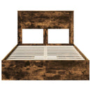 vidaXL Tárolós Ágy fejtámlával Füstölt tölgy 135 x 190 cm Faanyag