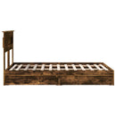 vidaXL Tárolós Ágy fejtámlával Füstölt tölgy 135 x 190 cm Faanyag