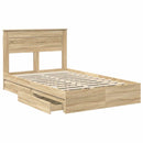 vidaXL Tárolós Ágy fejtámlával Sonoma tölgy 120 x 200 cm Faanyag