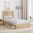 vidaXL Tárolós Ágy fejtámlával Sonoma tölgy 100 x 200 cm Faanyag