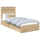 vidaXL Tárolós Ágy fejtámlával Sonoma tölgy 100 x 200 cm Faanyag