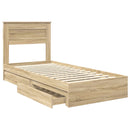 vidaXL Tárolós Ágy fejtámlával Sonoma tölgy 100 x 200 cm Faanyag