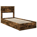 vidaXL Tárolós Ágy fejtámlával Füstölt tölgy 100 x 200 cm Faanyag
