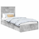 vidaXL Tárolós Ágy fejtámlával Beton Szürke 90 x 190 cm Faanyag