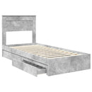 vidaXL Tárolós Ágy fejtámlával Beton Szürke 75 x 190 cm Faanyag