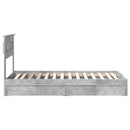 vidaXL Tárolós Ágy fejtámlával Beton Szürke 75 x 190 cm Faanyag