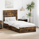 vidaXL Tárolós Ágy fejtámlával Füstölt tölgy 75 x 190 cm Faanyag