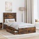 vidaXL Tárolós Ágy fejtámlával Füstölt tölgy 75 x 190 cm Faanyag