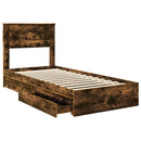 vidaXL Tárolós Ágy fejtámlával Füstölt tölgy 75 x 190 cm Faanyag
