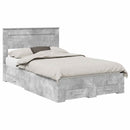 vidaXL Ágykeret fejtámlával fiókkal Beton Szürke 135 x 190 cm Faanyag