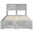 vidaXL Ágykeret fejtámlával fiókkal Beton Szürke 120 x 190 cm Faanyag