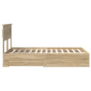 vidaXL Ágykeret fejtámlával fiókkal Sonoma tölgy 120 x 200 cm Faanyag