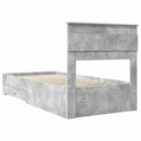 vidaXL Ágykeret fejtámlával fiókkal Beton Szürke 100 x 200 cm Faanyag
