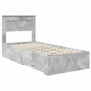 vidaXL Ágykeret fejtámlával fiókkal Beton Szürke 90 x 190 cm Faanyag