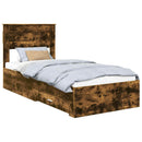 vidaXL Ágykeret fejtámlával Füstölt tölgy és ezüst 75 x 190 cm Faanyag