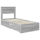 vidaXL Ágykeret fiókkal Szürke Sonoma és ezüst 75 x 190 cm Faanyag