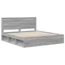 vidaXL Ágykeret fejtámlával Szürke Sonoma 200 x 200 cm Tömör fenyőfa