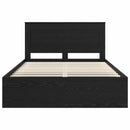 vidaXL Ágykeret fejtámlával fiókkal Fekete 150 x 200 cm Tömör fenyőfa