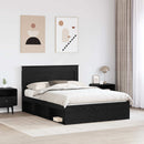 vidaXL Ágykeret fejtámlával fiókkal Fekete 140 x 190 cm Tömör fenyőfa