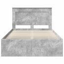 vidaXL Ágykeret fejtámlával Beton Szürke 135 x 190 cm Tömör fenyőfa