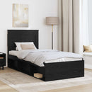 vidaXL Ágykeret fejtámlával Fekete 75 x 190 cm Tömör fenyőfa