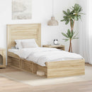 vidaXL Ágykeret fejtámlával Sonoma tölgy 75 x 190 cm Tömör fenyőfa