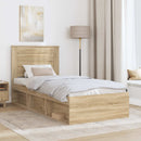 vidaXL Ágykeret fejtámlával Sonoma tölgy 75 x 190 cm Tömör fenyőfa