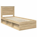 vidaXL Ágykeret fejtámlával Sonoma tölgy 75 x 190 cm Tömör fenyőfa