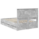 vidaXL Ágykeret fiókkal tárolóval Beton Szürke 135 x 190 cm Mérnöki Fa